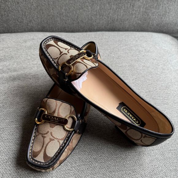 Coach Monogram Slip-on Flats Loafers Monogram Leather Preppy Sz 7.5 - Picture 1 of 12